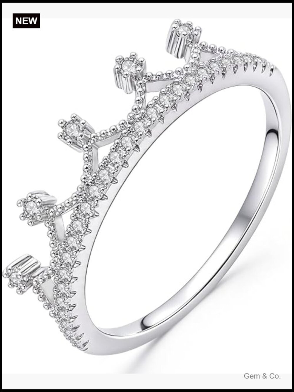 Moissanite Crown Ring Stackable Promise Ring Wedding Band 5-11